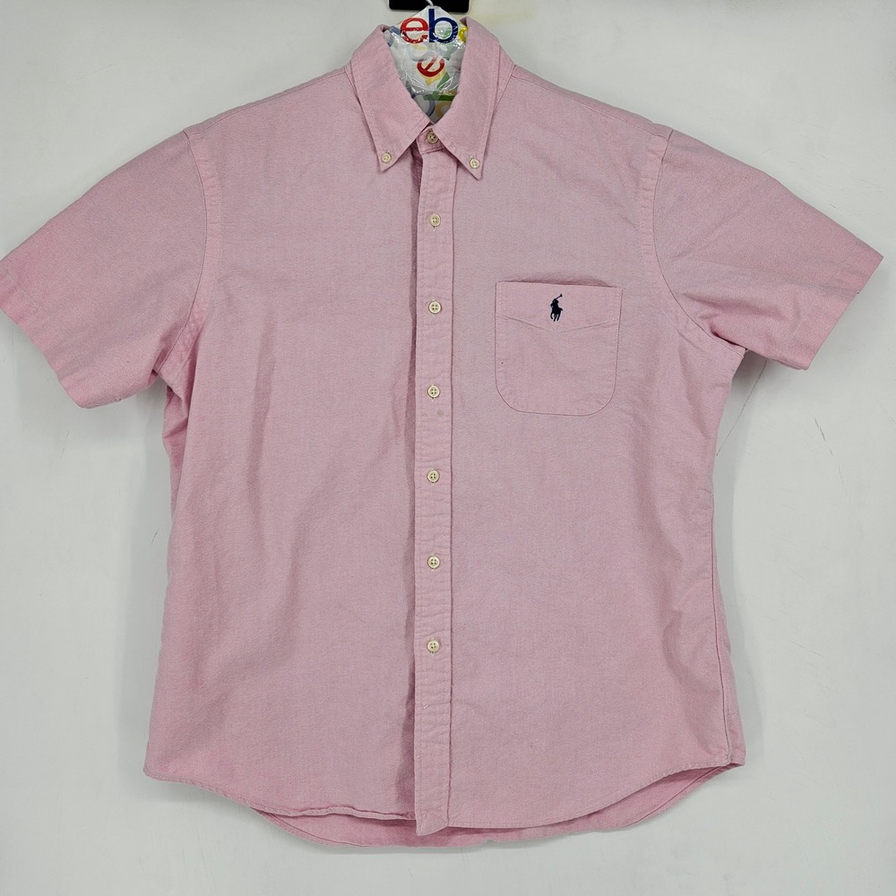 Polo Ralph Lauren Shirt Mens Large Pink Cotton Short Sleeve Button Down